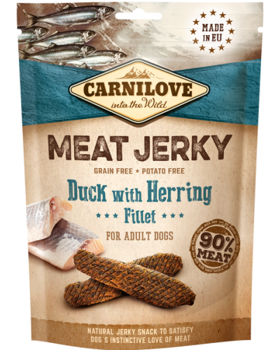 CARNILOVE DOG SNACK MEAT JERKY DUCK with HERRING FILLET 100gr