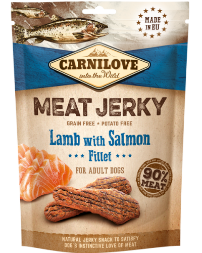 CARNILOVE DOG SNACK MEAT JERKY LAMB with SALMON FILLET 100gr