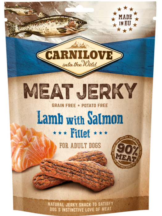 CARNILOVE DOG SNACK MEAT JERKY LAMB with SALMON FILLET 100gr