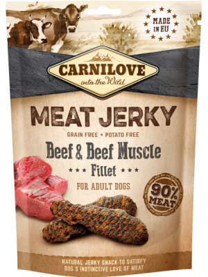 CARNILOVE DOG SNACK MEAT JERKY BEEF & BEEF MUSCLE FILLET 100gr