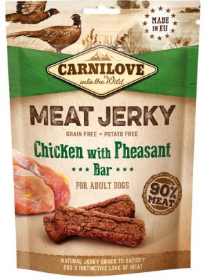 CARNILOVE DOG SNACK MEAT JERKY  CHICKEN with PHEASANT BAR 100gr