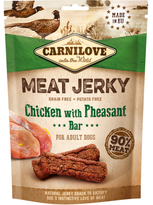 CARNILOVE DOG SNACK MEAT JERKY  CHICKEN with PHEASANT BAR 100gr