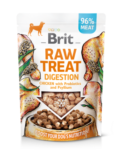 BRIT DOG RAW TREAT DIGESTION CHICKEN with PROBIOTICS 40GR (Για υποστήριξη του πεπτικού συστήματος)