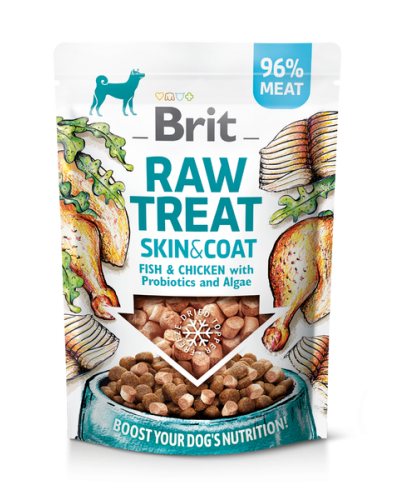 BRIT RAW TREAT SKIN & COAT FISH & CHICKEN WITH PROBIOTICS 40GR (Για υποστήριξη της υγείας του δέρματος & του τριχώματος)