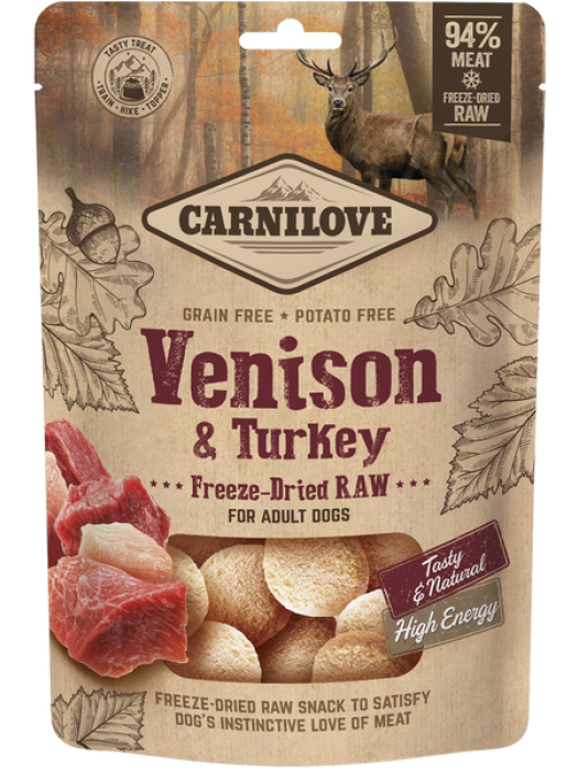 Carnilove Dog Freeze-Dried Raw Snacks VENISON & Turkey 60GR