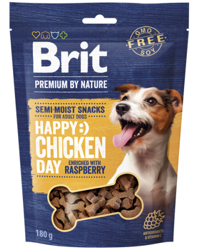 BRIT PREMIUM BY NATURE HAPPY DAY SEMI-MOIST CHICKEN with RASPBERRY 180GR