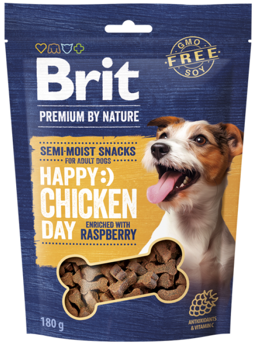 BRIT PREMIUM BY NATURE HAPPY DAY SEMI-MOIST CHICKEN with RASPBERRY 180GR