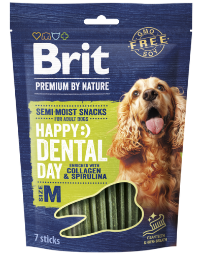 BRIT PREMIUM BY NATURE HAPPY DAY SEMI-MOIST DENTAL with COLLAGEN   & SPIRULINA MEDIUM 180GR/7ΤΜΧ