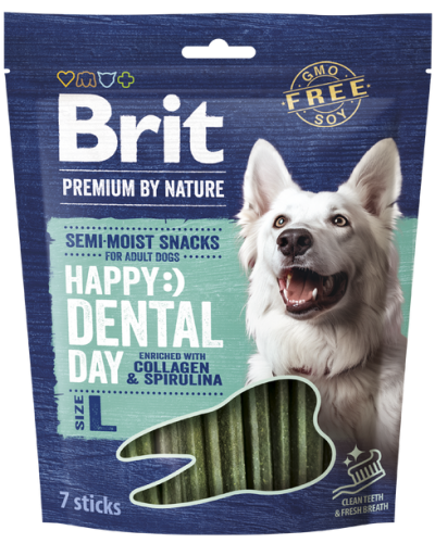 BRIT PREMIUM BY NATURE HAPPY DAY SEMI-MOIST DENTAL with COLLAGEN & SPIRULINA LARGE 250GR/7ΤΜΧ