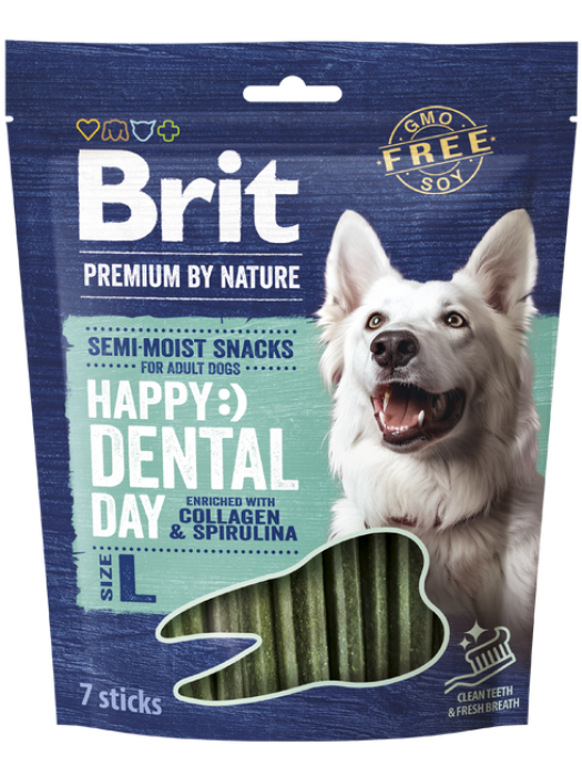 BRIT PREMIUM BY NATURE HAPPY DAY SEMI-MOIST DENTAL with COLLAGEN & SPIRULINA LARGE 250GR/7ΤΜΧ