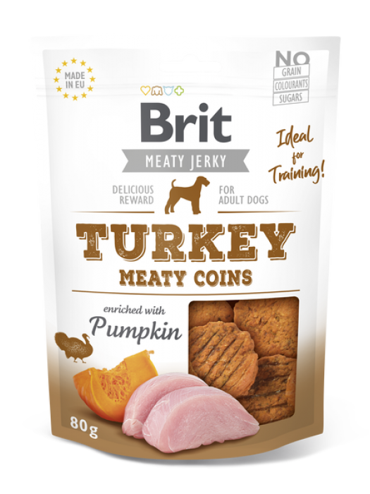 BRIT MEATΥ JERKY SNACK TURKEY MEATΥ COINS 80GR	