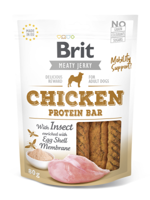 BRIT MEATΥ JERKY SNACK CHICKEN & INSECT PROTEIN BAR 80GR