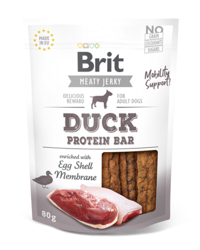 BRIT MEATY JERKY SNACK DUCK PROTEIN BAR 80GR	