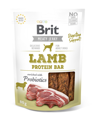 BRIT MEATY JERKY SNACK LAMB PROTEIN BAR 80GR