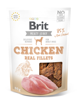 BRIT MEATY JERKY SNACK CHICKEN FILLETS 80GR