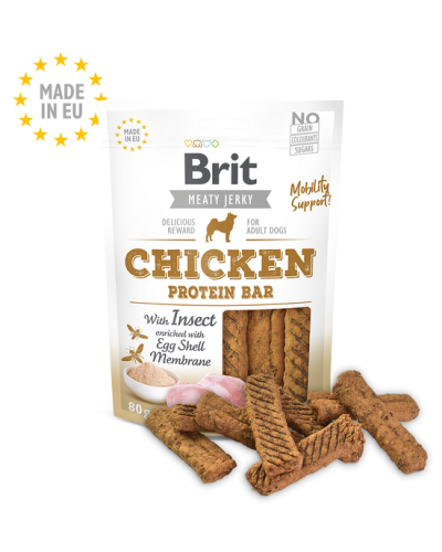 BRIT MEAT JERKY SNACK CHICKEN & INSECT PROTEIN BAR 80GR