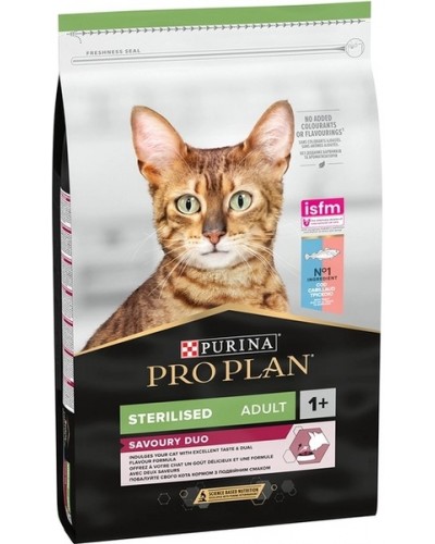 PROPLAN CAT STERILISED SAVOURY DUO ΜΠΑΚΑΛΙΑΡΟΣ & ΠΕΣΤΡΟΦΑ 1,5KG