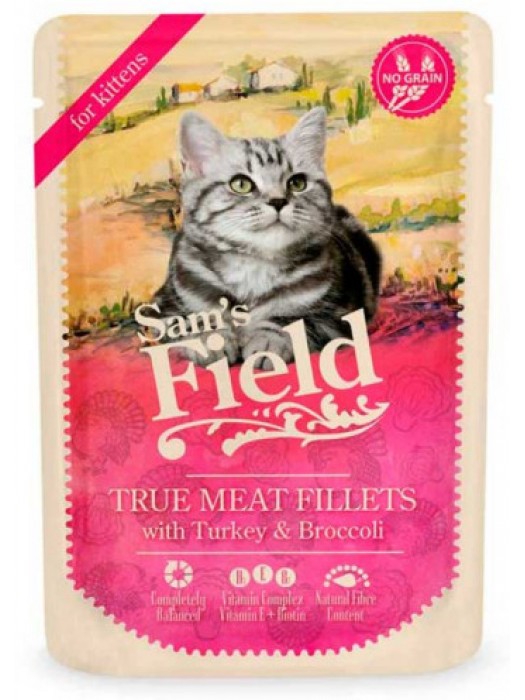 SAM'S FIELD CAT POUCH KITTEN TURKEY 85g