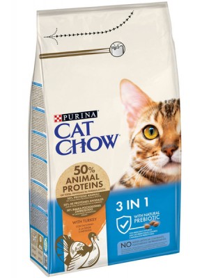 Cat Chow Feline 3 in 1 Γαλοπούλα 15kg
