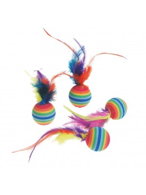 RAINBOW FOAM BALLS WITH FEATHER (4ΤΜΧ)