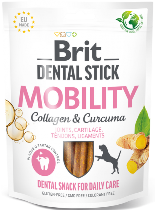 BRIT DENTAL STICK MOBILITY with COLLAGEN & CURCUMA 7ΤΜΧ (Για υγιη δοντια, υγιεις αρθρωσεις & τενοντες)	