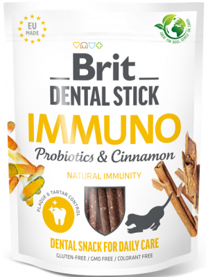 BRIT DENTAL STICK IMMUNO with PROBIOTICS & CINNAMON 7ΤΜΧ (Για υγιη δοντια & ενισχυση του ανοσοποιητικου συστηματος)