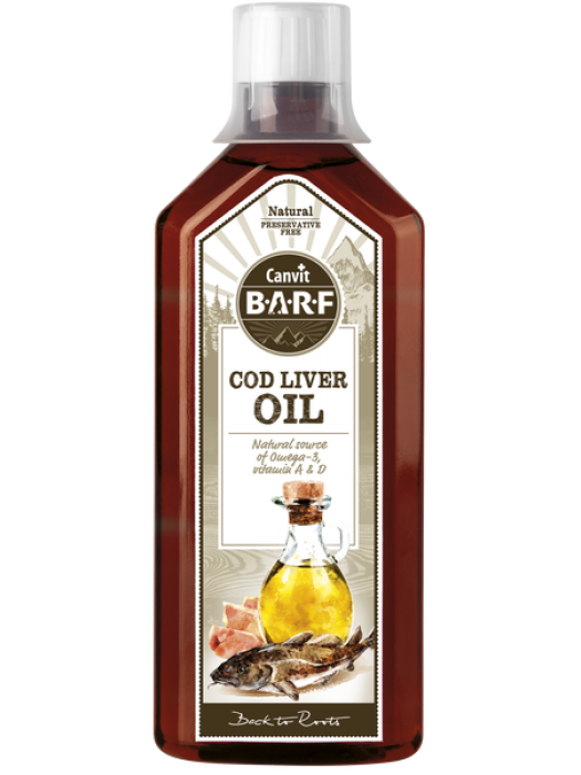 CANVIT BARF COD LIVER OIL 500ML (Λαμπερο τριχωμα και υγιες δερμα)